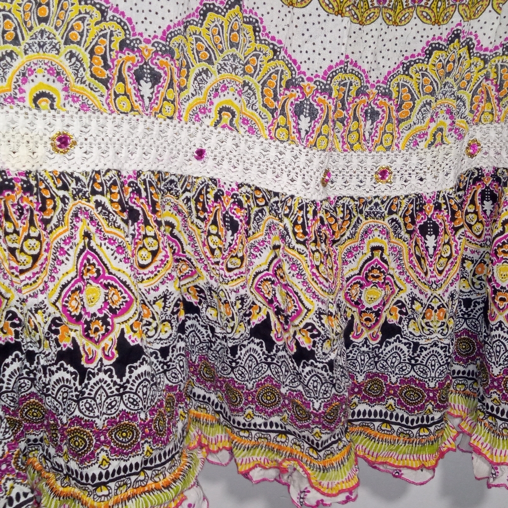 🧡FLORAL BOHEMIAN MAXI PEASANT SKIRT WOMENS SIZE MEDIUM - Picture 5 of 7